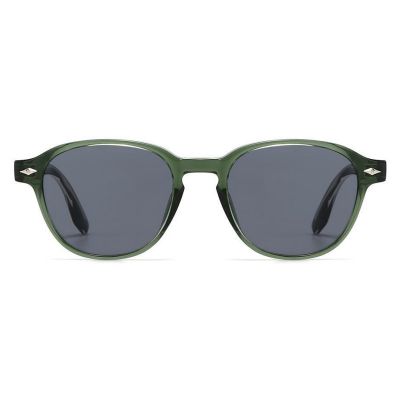 Green Rounded Square Sunglasses Diamond Rivet