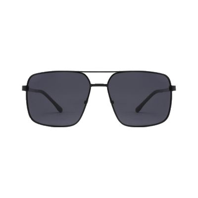 Rectangular Metal Sunglasses with Slim Temples