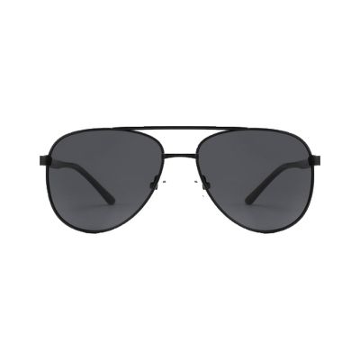 Rectangle Metal Sunglasses with Textured Temple