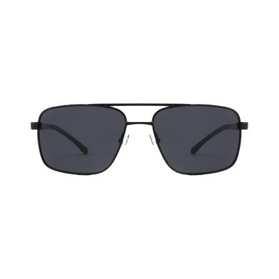 Rectangular Metal Sunglasses with Straight Bridge