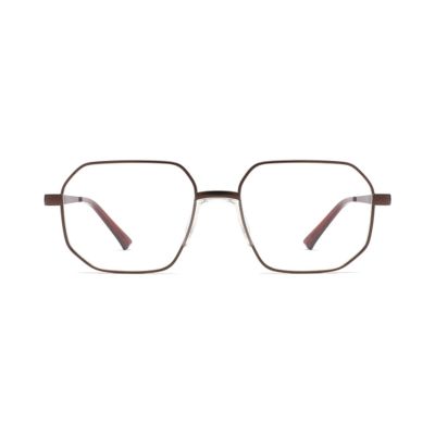 Bold Geometric Metal Optical Frames with Saddle Bridge