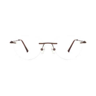 Rimless Round Metal Eyeglass Frames with Soft Curved Edges