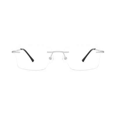 Slim Rimless Rectangle Metal Optical Frames