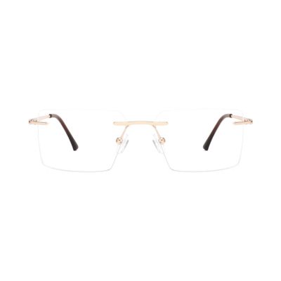 Elegant Rimless Rectangular Metal Frames with Polished Accents