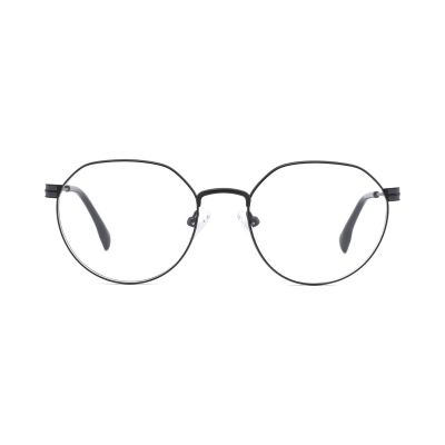 Vintage Round Metal Optical Frame with Twin-Stripe Temples