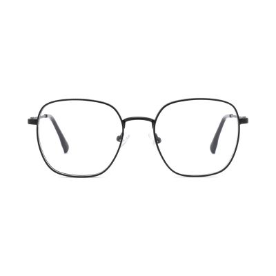 Soft Square Metal Optical Frame with Knurled Temple Detail