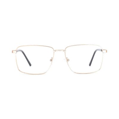 Classic Rectangular Metal Optical Frame with Ribbed Temples