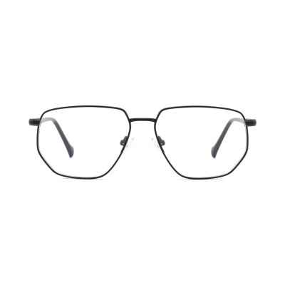 Hexagonal Geometric Metal Optical Frame with Diamond Inlay
