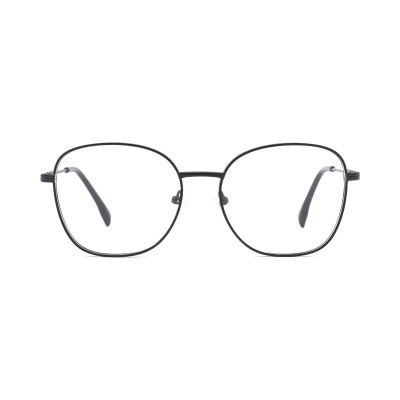 Rounded Square Metal Optical Frame with Slash-Cut Temples