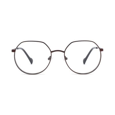 Retro Round Metal Optical Frame with Contrast Temple Tips