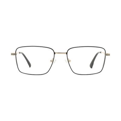 Classic Rectangular Metal Optical Frame with Contrast Temples