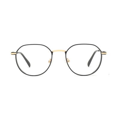 Round Polygon Metal Optical Frame with Ribbed Temples