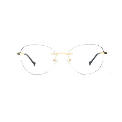 Rimless Three-Piece Two-Tone Metal Optical Frame