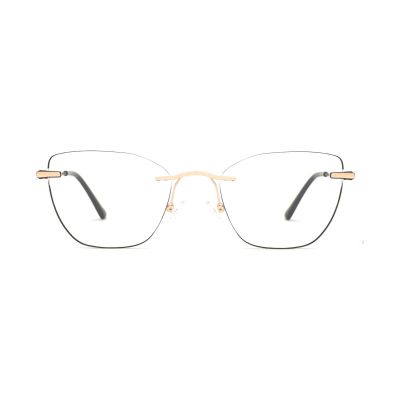 Rimless Three-Piece Metal Optical Frame with Temples