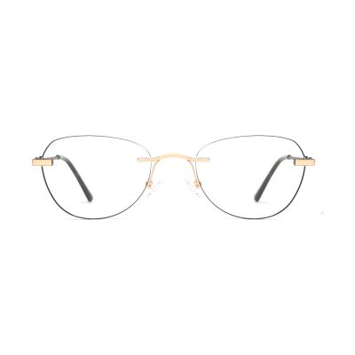 Light Rimless Three-Piece Two-Tone Metal Optical Frame