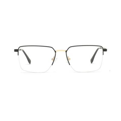 Semi-Rimless Rectangular Two-Tone Metal Optical Frame