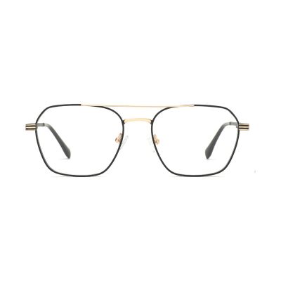 Double-Bridge Geometric Aviator Two-Tone Metal Frame