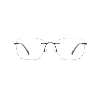 Clean Rimless Three-Piece Metal Eyeglasses Frame