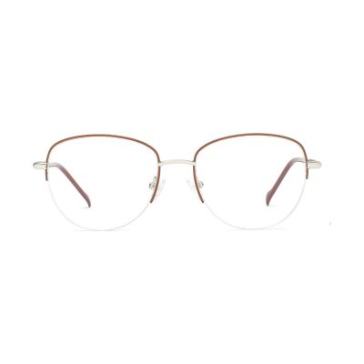 Half-Rim Round Slim Two-Tone Metal Optical Frame