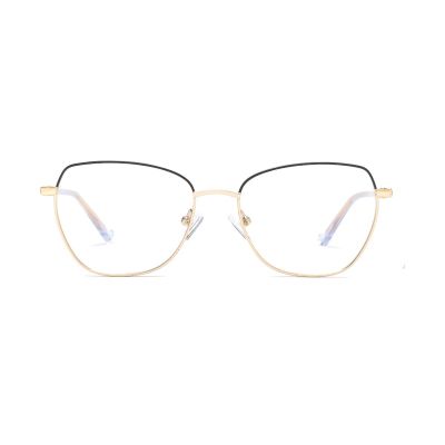 Two-Tone Cat-Eye Square Metal Optical Frame