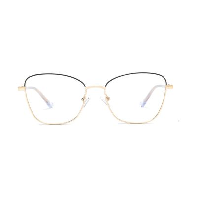 Upswept Cat-Eye Square Metal Eyeglasses Frame