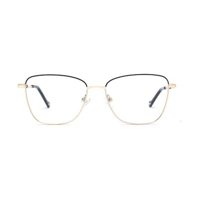 Sleek Cat-Eye Square Metal Eyeglasses