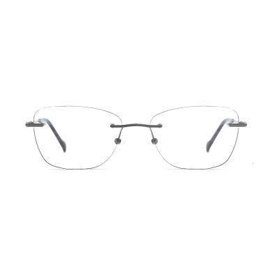 Rimless Metal Optical Frame with Colored Temples