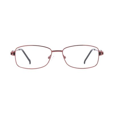 Red Rectangular Metal Optical Frame
