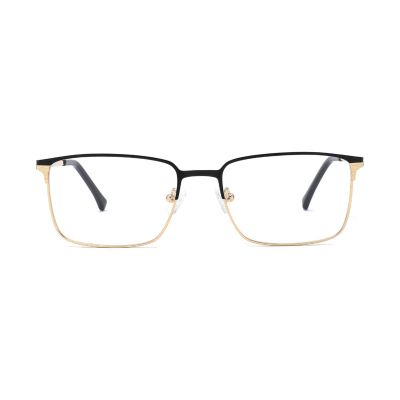 Smart Rectangular Black and Gold Metal Optical Frame