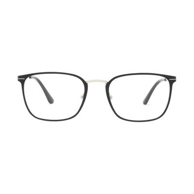 Minimal Rectangular Black and Silver Metal Optical Frame