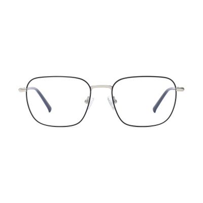 Engraved-Temple Rectangular Two-Tone Metal Optical Frame