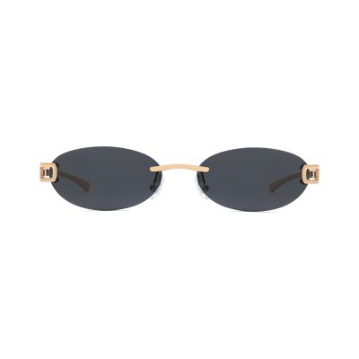 Rimless Oval Metal Sunglasses with an Ultra-Light Frameless Look