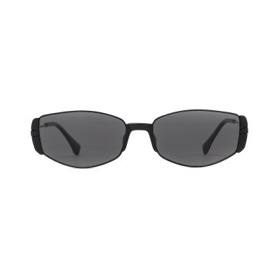 Narrow Wrap Oval Metal Sunglasses with a Sporty Slim Profile