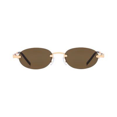 Rimless Oval Metal Sunglasses with a Frameless Lightweight Design