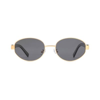 Polished Oval Metal Sunglasses with a Refined Finish