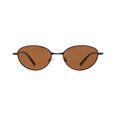 Classic Oval Metal Sunglasses with Rounded Vintage Lenses
