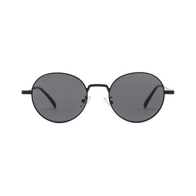 Smooth Oval Metal Sunglasses with Sleek Dark Lenses