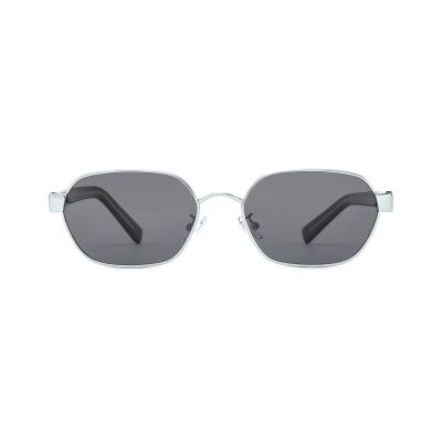 Rounded Metal Sunglasses with Acetate Temples and Smooth Lines