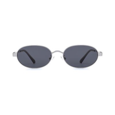 Refined Oval Metal Sunglasses with a Polished Rounded Frame