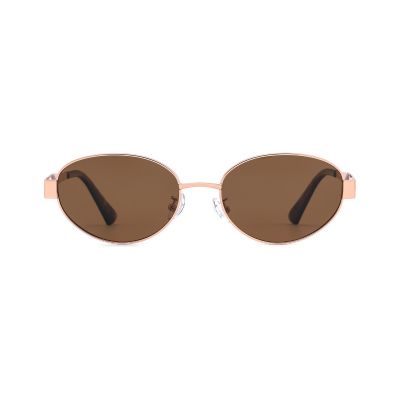 Elegant Oval Metal Sunglasses with Smooth Curved Lines