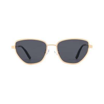 Retro Cat Eye Oval Metal Sunglasses with Feminine Curves