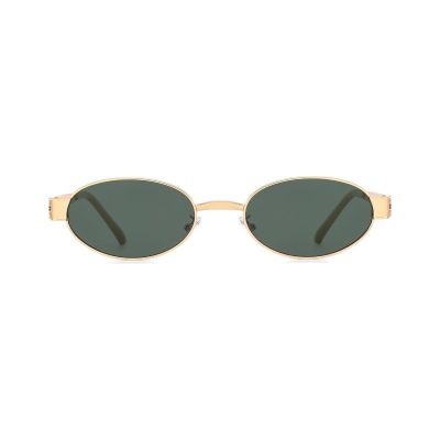 Petite Oval Metal Sunglasses with a Slim Retro Frame